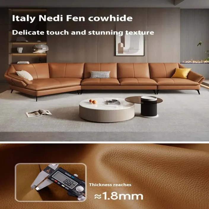 Globe Furnishings - Light Luxury Minimalist Leather Chaise Lounge Sofa Globe Furnishings - Light Luxury Minimalist Leather Chaise Lounge Sofa