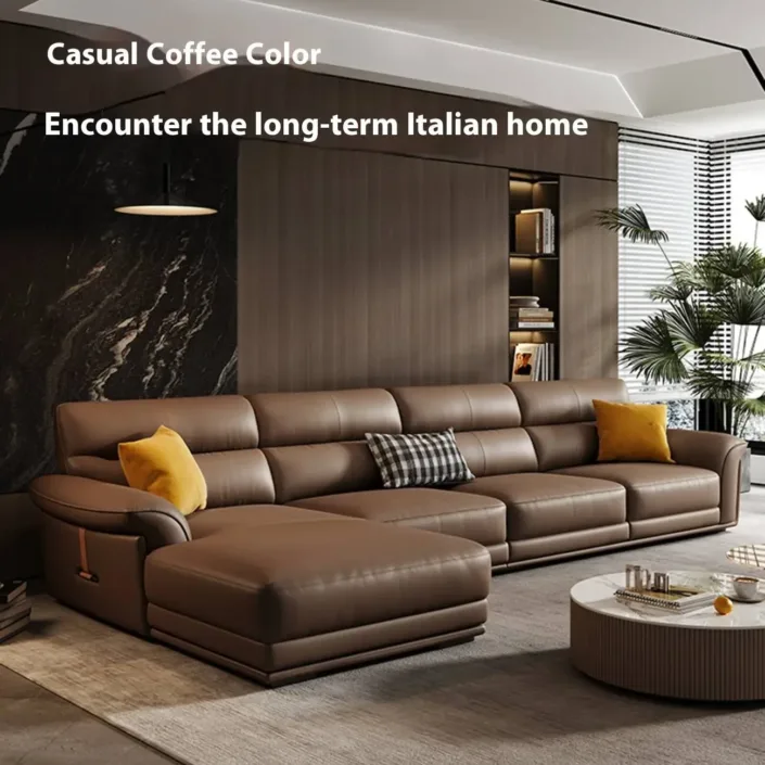 Globe Furnishings - Italian minimalist light luxury top-grain leather sofa Globe Furnishings - Italian minimalist light luxury top-grain leather sofa