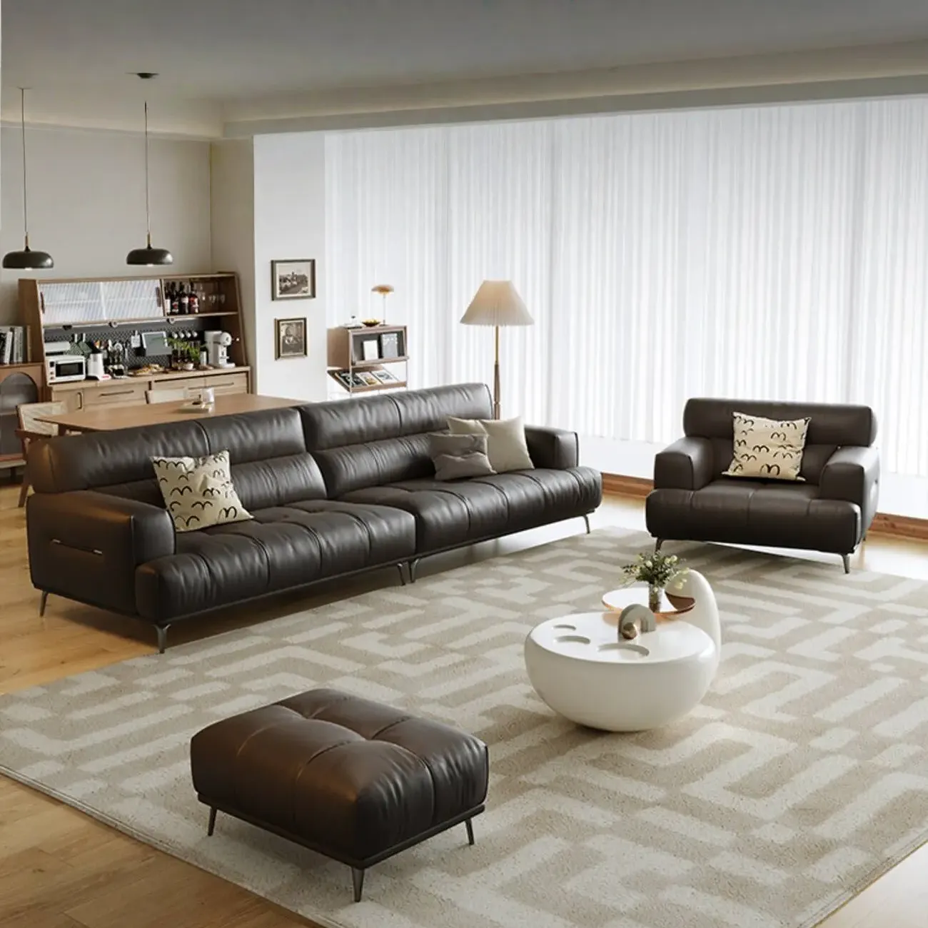 主图-03 Globe Furnishings - Italian-style immersive genuine leather sofa