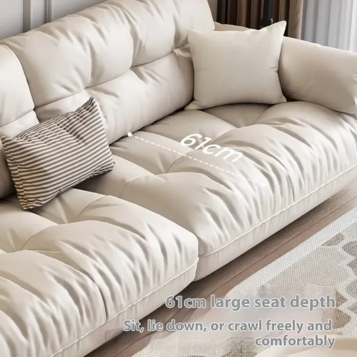 Globe Furnishings - Luxury-inspired modern beige leather sofa Globe Furnishings - Luxury-inspired modern beige leather sofa