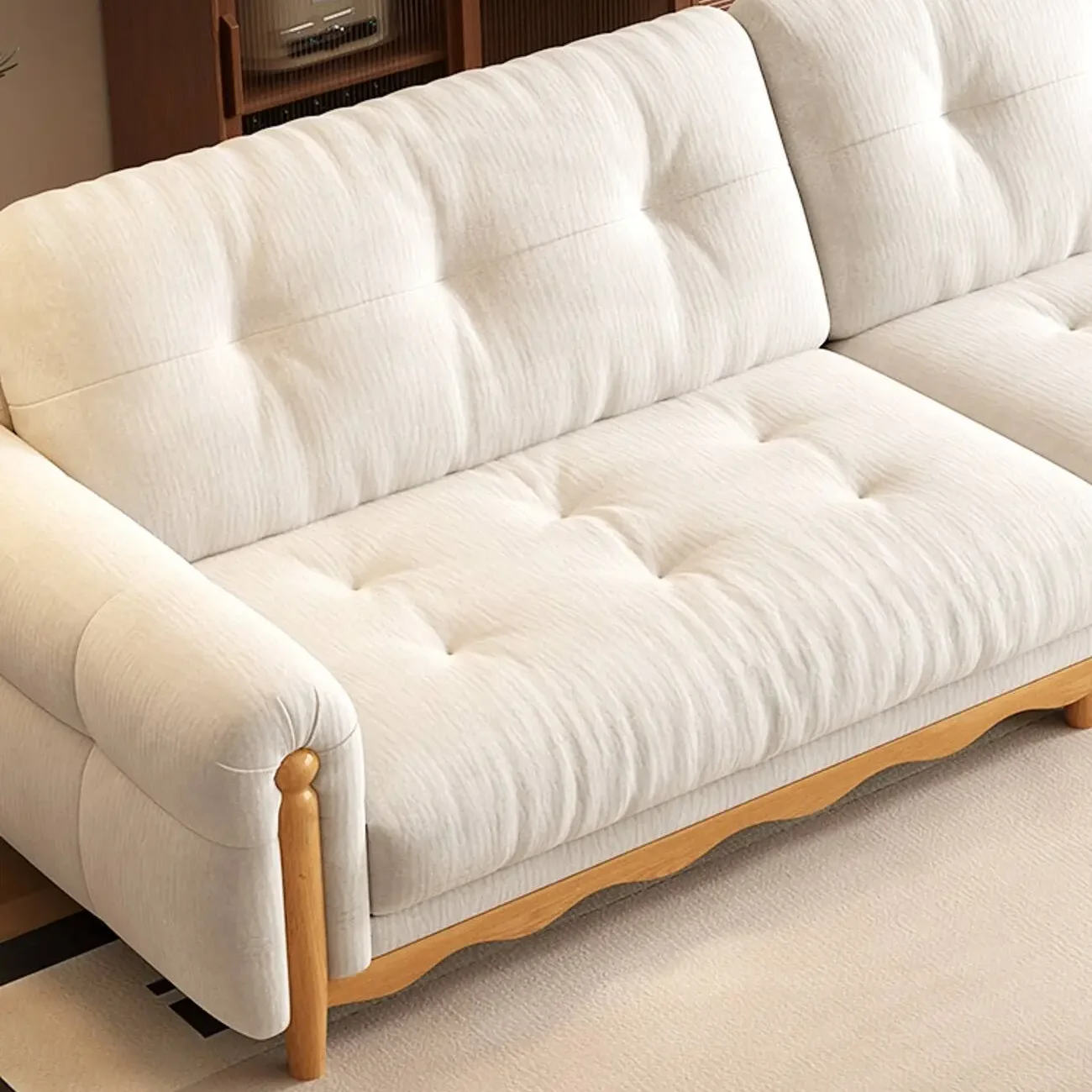 主图-04 Globe Furnishings - Solid Wood Mid-Century Straight-Back Chenille Sofa
