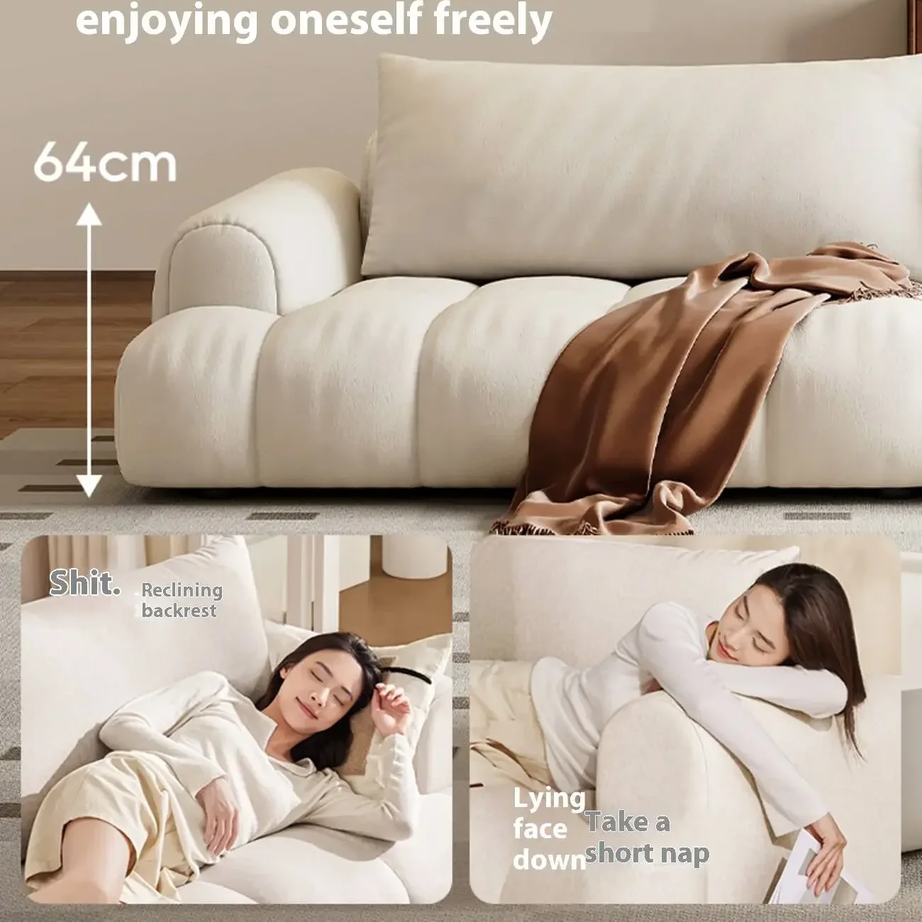主图-04 Globe Furnishings - Puff Pastry Cream-Style Fabric Sofa