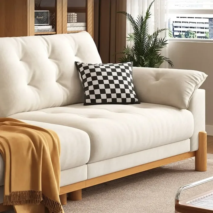 Globe Furnishings - Nordic-Style Solid Wood Frame with Removable Fabric Cushions Globe Furnishings - Nordic-Style Solid Wood Frame with Removable Fabric Cushions