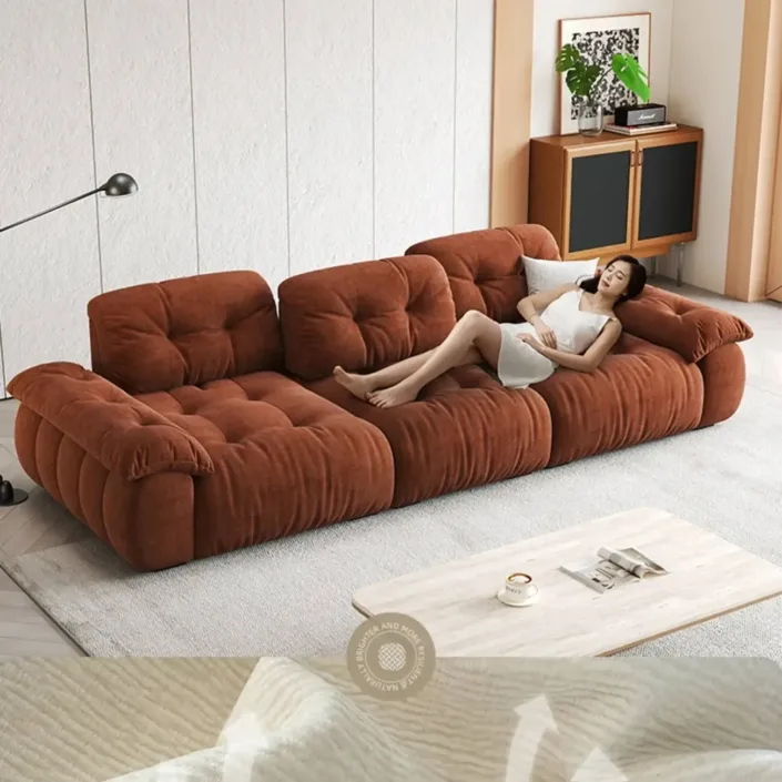 Globe Furnishings - Italian Minimalist Deep-Seated Straight-Back Chenille Upholstered Cloud-Like Sofa Globe Furnishings - Italian Minimalist Deep-Seated Straight-Back Chenille Upholstered Cloud-Like Sofa