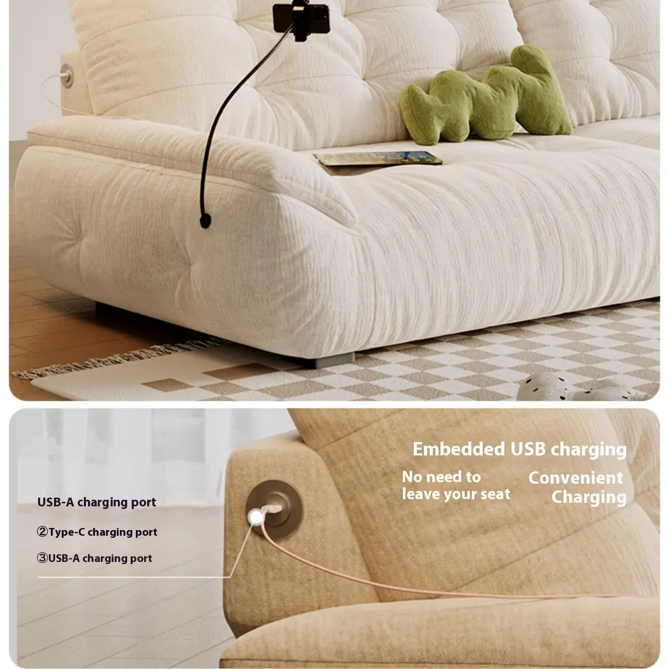 主图-04 Globe Furnishings - Modular Puff Cloud Fabric Sofa