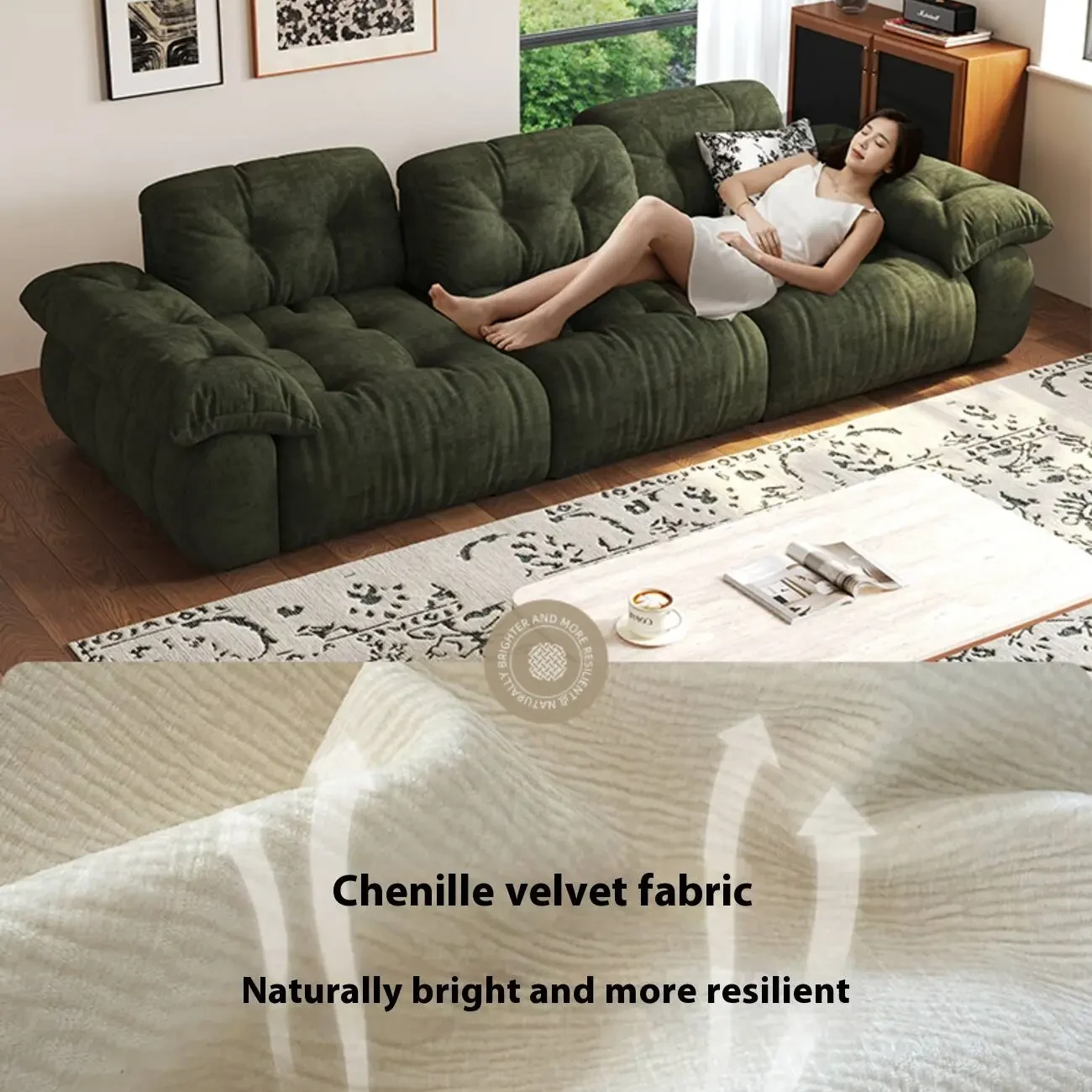 主图-04 Globe Furnishings - Chenille Italian Minimalist Adjustable Fabric Sofa