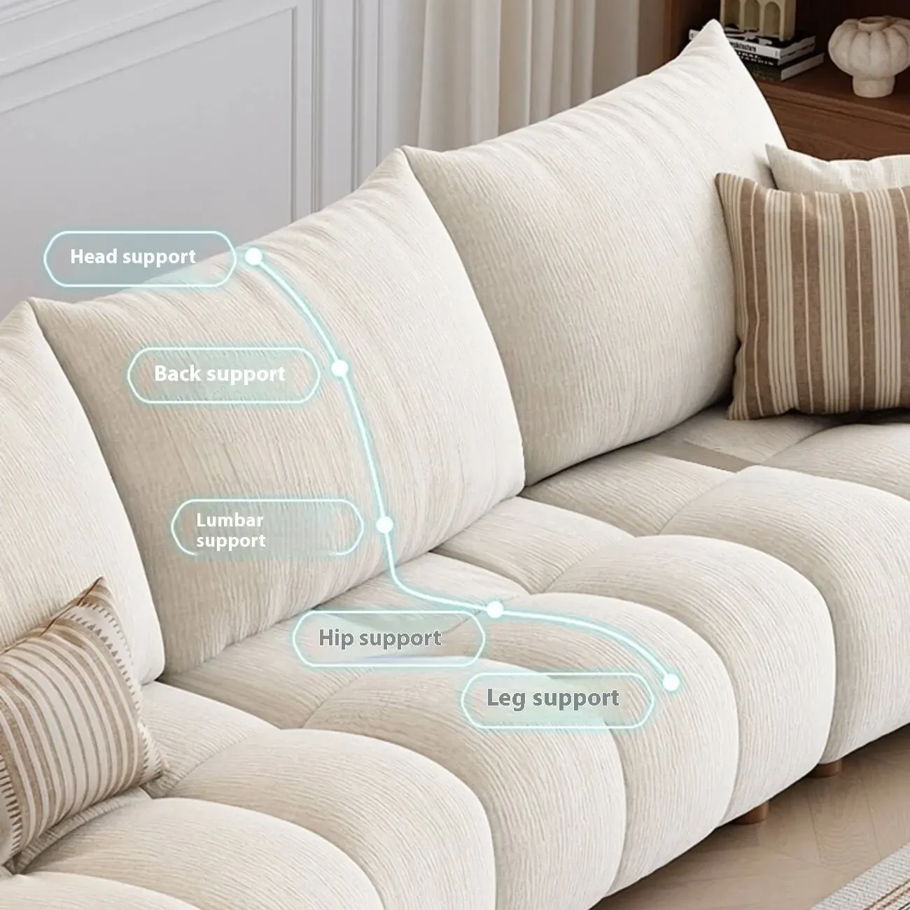 主图-04 Globe Furnishings - New Adjustable Deep-Seat Linear Fabric Sofa