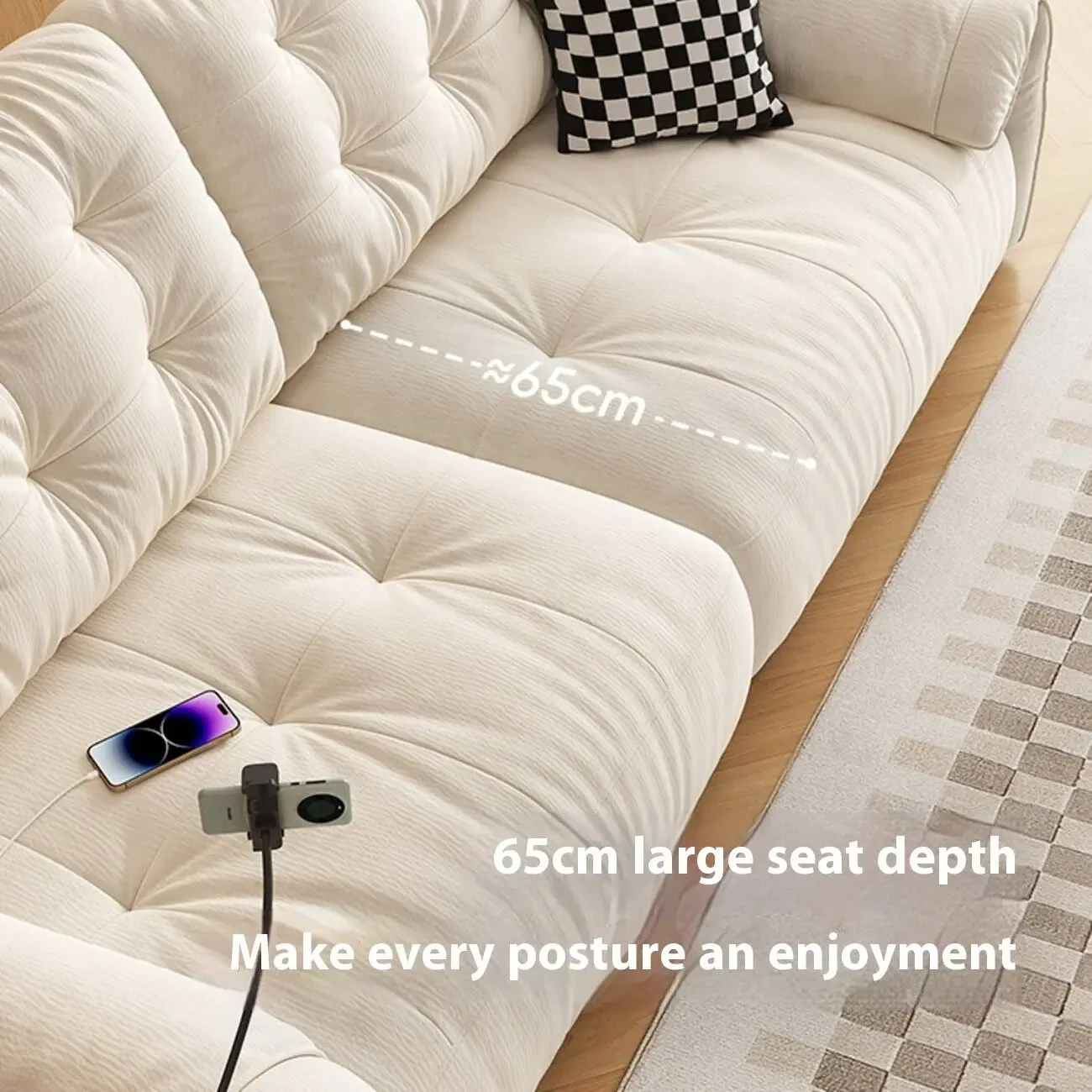 主图-04 Globe Furnishings - Piano-Key Multi-Functional Lazy Fabric Sofa