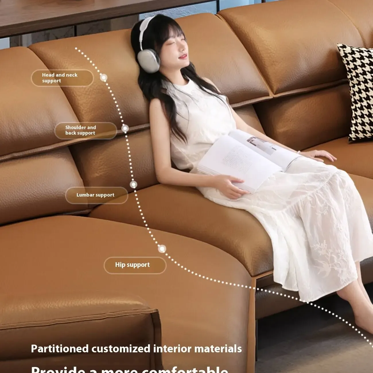 主图-04 Globe Furnishings - Italian Minimalist Corner Leather Sofa