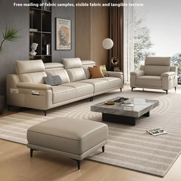 Globe Furnishings - Italian Minimalist High-Back Adjustable Leather Sofa Globe Furnishings - Italian Minimalist High-Back Adjustable Leather Sofa