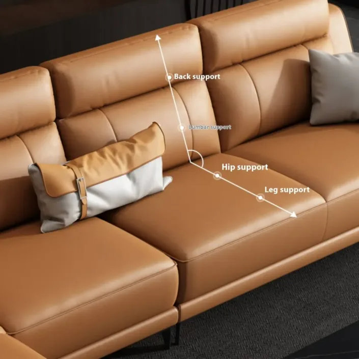 Globe Furnishings - Italian Minimalist Top-Grain Leather Chaise Corner Sofa Globe Furnishings - Italian Minimalist Top-Grain Leather Chaise Corner Sofa