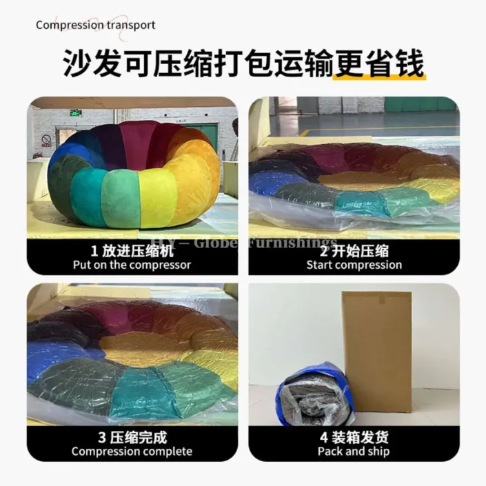 Globe Furnishings - Ethnic style jacquard fabric compressed sofa Globe Furnishings - Ethnic style jacquard fabric compressed sofa