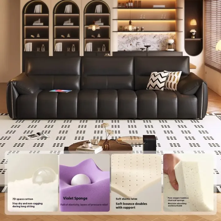 Globe Furnishings - Italian Minimalist Elephant Ear Genuine Leather Sofa Globe Furnishings - Italian Minimalist Elephant Ear Genuine Leather Sofa