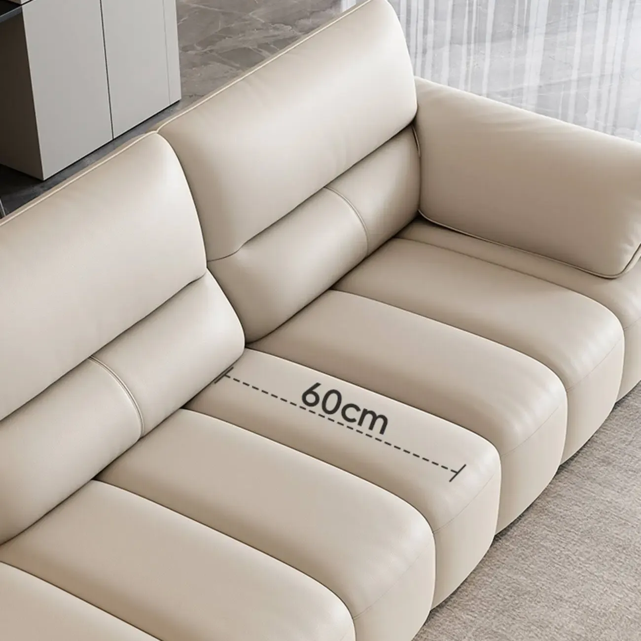 主图-04 Globe Furnishings - Light-Luxury Cream Style Top-Grain Leather Sofa