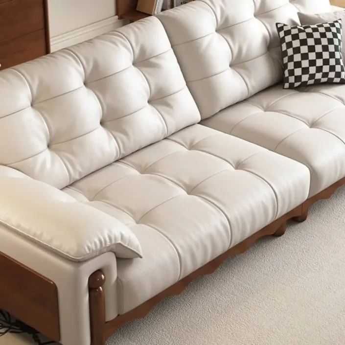 Globe Furnishings - Italian Minimalist Mid-Century Cloud Leather Sofa Globe Furnishings - Italian Minimalist Mid-Century Cloud Leather Sofa