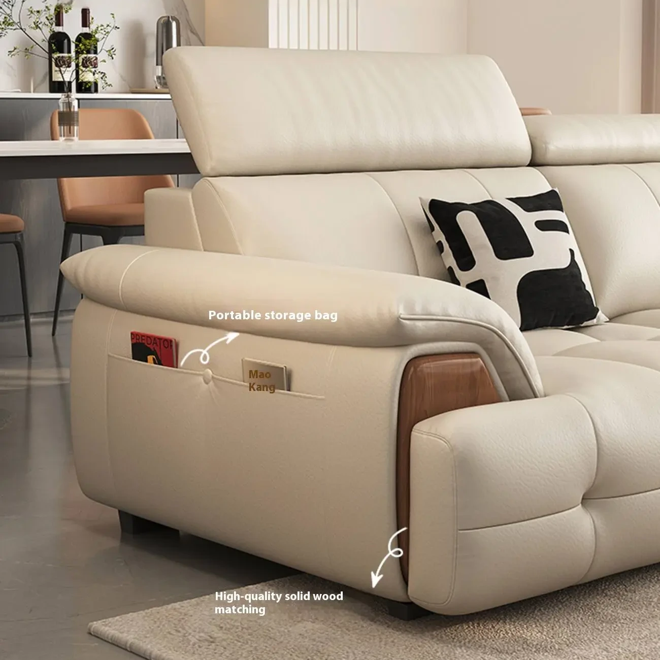 主图-04 Globe Furnishings - New Italian Solid Wood Frame Leather Sofa