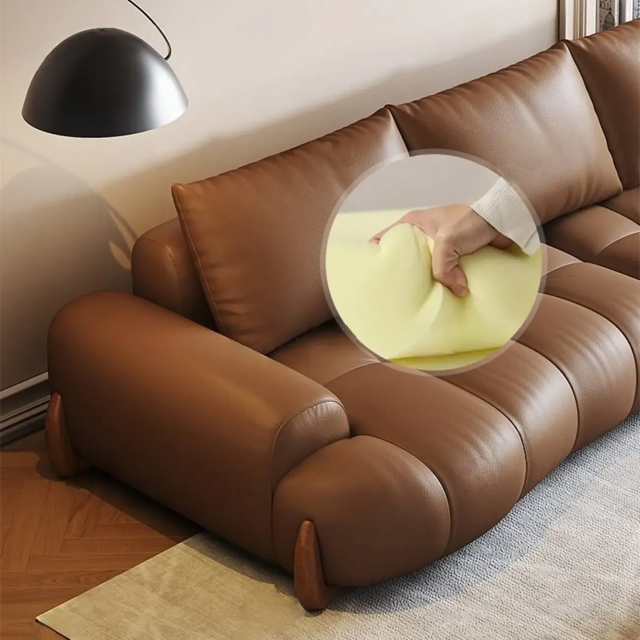 主图-04 Globe Furnishings - New Extra Deep Seat Piano Key Leather Sofa