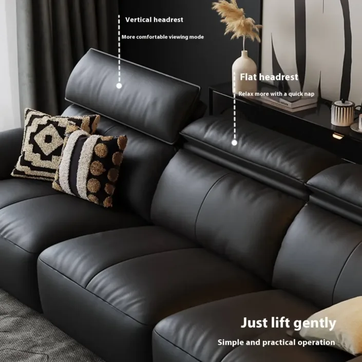 Globe Furnishings - Premium Black Minimalist Luxury Top-Grain Leather Sofa Globe Furnishings - Premium Black Minimalist Luxury Top-Grain Leather Sofa