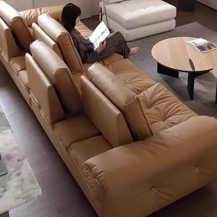 Globe Furnishings - Elephant ear genuine leather sofa with adjustable backrest Globe Furnishings - Elephant ear genuine leather sofa with adjustable backrest