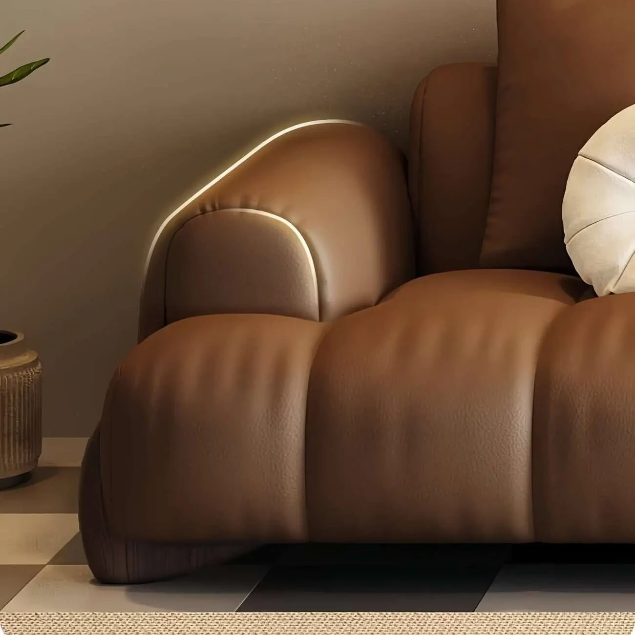 主图-04 Globe Furnishings - Italian Cream Style Straight Piano Key Sofa