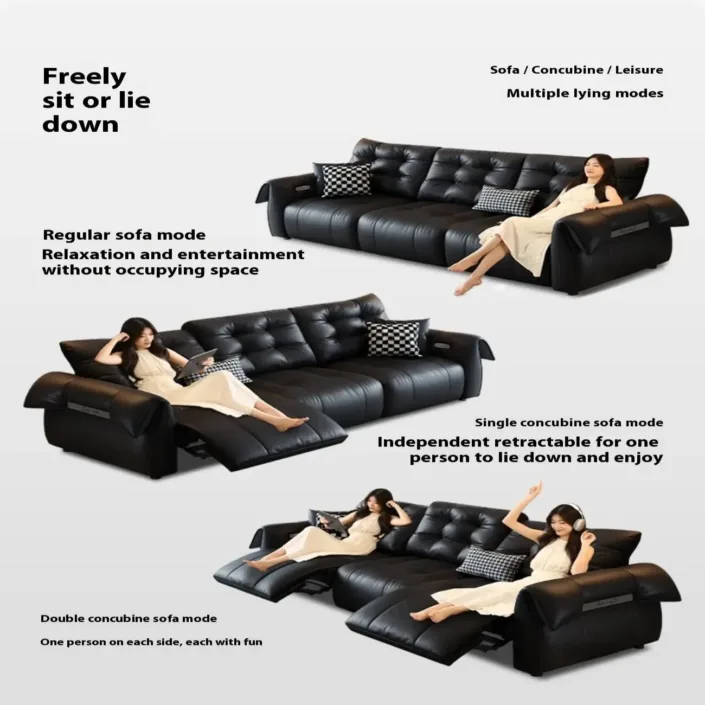 Globe Furnishings - Italian Swan Zero Wall Electric Function Leather Sofa