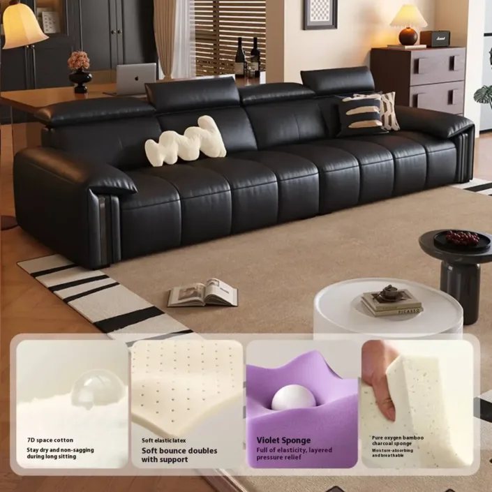 Globe Furnishings - Italian Minimalist Light Luxury Top Grain Leather Sofa Globe Furnishings - Italian Minimalist Light Luxury Top Grain Leather Sofa