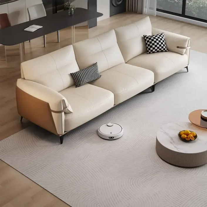 Globe Furnishings - Italian minimalist luxury straight-line genuine leather sofa Globe Furnishings - Italian minimalist luxury straight-line genuine leather sofa
