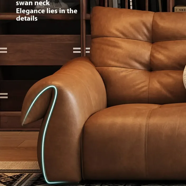 Globe Furnishings - Oil Wax Leather Extra Deep Seat Straight Row Swan Leather Sofa Globe Furnishings - Oil Wax Leather Extra Deep Seat Straight Row Swan Leather Sofa