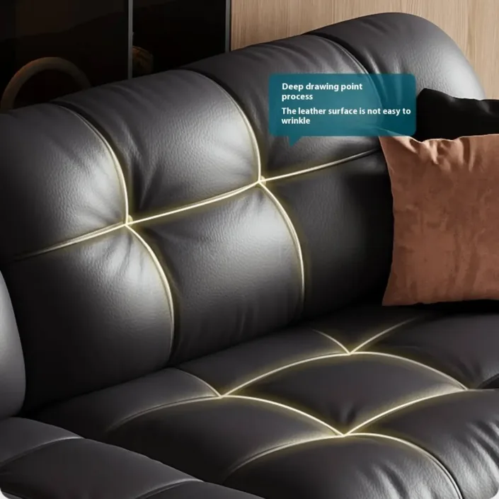 Globe Furnishings - Straight-row leather sofa with glass legs Globe Furnishings - Straight-row leather sofa with glass legs
