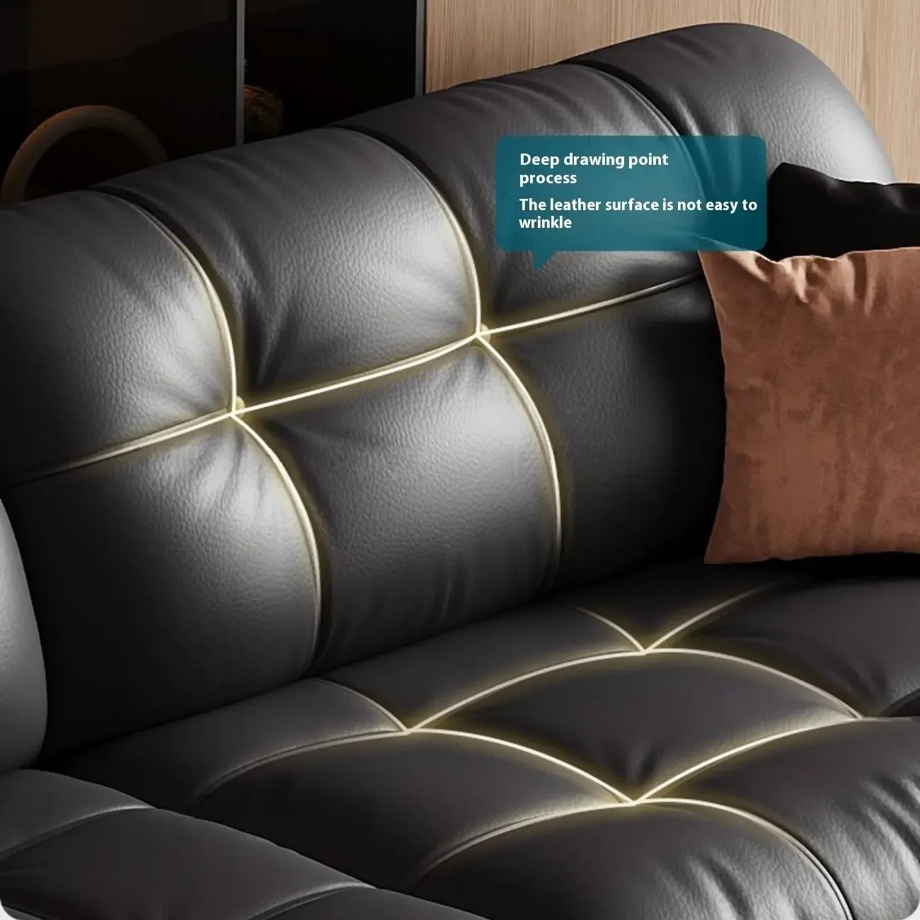 主图-04 Globe Furnishings - Straight-row leather sofa with glass legs