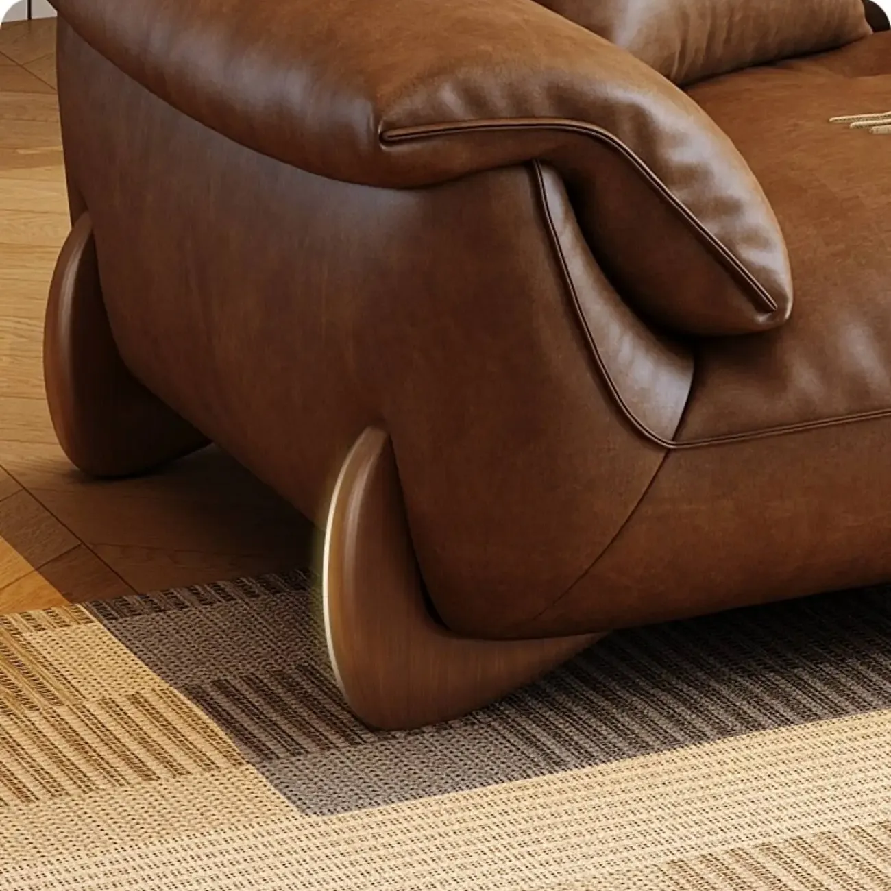 主图-04 Globe Furnishings - Italian Vintage Style Oil-Waxed Leather Straight-Line Sofa