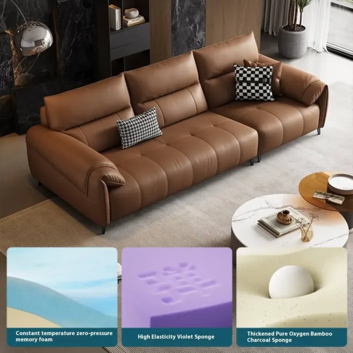 Globe Furnishings - Italian minimalist elephant ear genuine leather sofa Globe Furnishings - Italian minimalist elephant ear genuine leather sofa