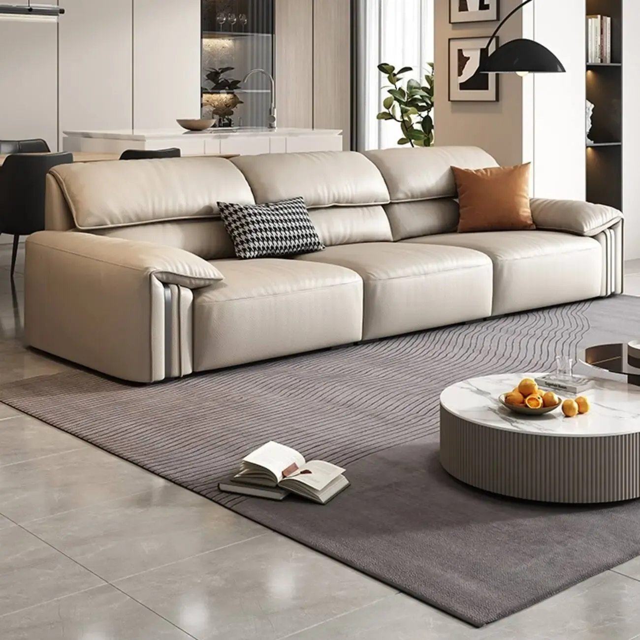 主图-04 Globe Furnishings - Vintage Waxed Leather Top-Grain Sofa