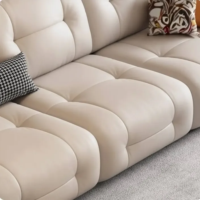 Globe Furnishings - Italian Light Luxury Cream Leather Straight Sofa Globe Furnishings - Italian Light Luxury Cream Leather Straight Sofa