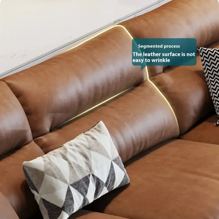 Globe Furnishings - Oil-wax leather retro-style modern American straight sofa Globe Furnishings - Oil-wax leather retro-style modern American straight sofa