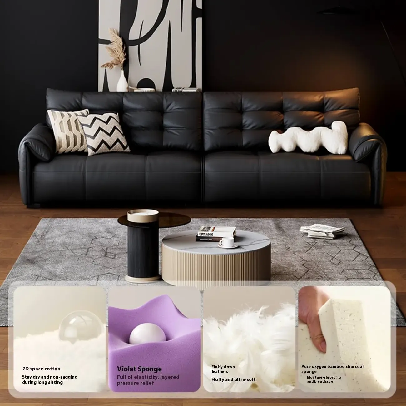 主图-04 Globe Furnishings - Modern Minimalist Italian Top-Grain Leather Sofa