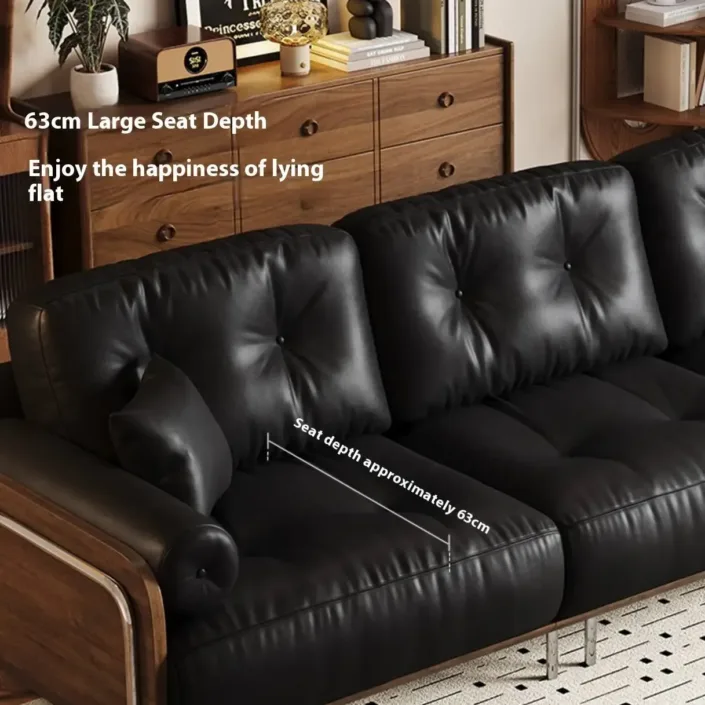 Globe Furnishings - Retro-style minimalist genuine leather sofa Globe Furnishings - Retro-style minimalist genuine leather sofa