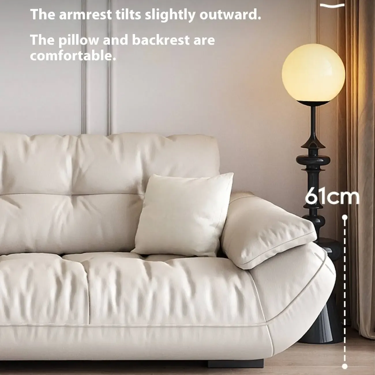 主图-04 Globe Furnishings - Luxury-inspired modern beige leather sofa