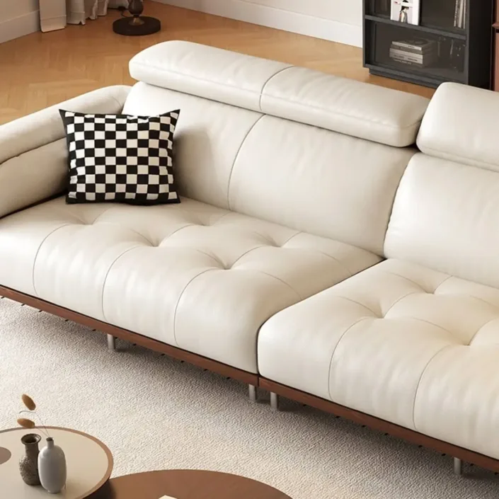 Globe Furnishings - Mid-Century High-Back Minimalist Genuine Leather Sofa Globe Furnishings - Mid-Century High-Back Minimalist Genuine Leather Sofa