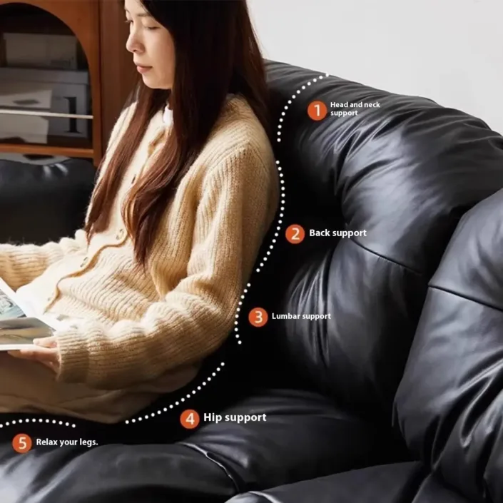 Globe Furnishings - Cloud-shaped Ear-shaped Leather Sofa