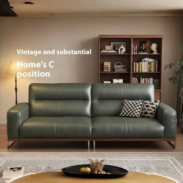 Globe Furnishings - Solid Wood Italian Vintage New Leather Sofa Globe Furnishings - Solid Wood Italian Vintage New Leather Sofa