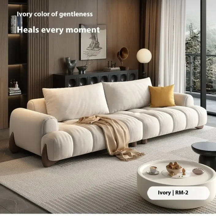 Globe Furnishings - Luxury Modern Straight-Line Cat-Scratch-Resistant Fabric Cotton Candy Sofa Globe Furnishings - Luxury Modern Straight-Line Cat-Scratch-Resistant Fabric Cotton Candy Sofa