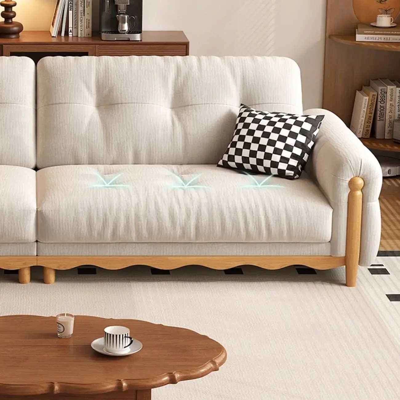 主图-05 Globe Furnishings - Solid Wood Mid-Century Straight-Back Chenille Sofa