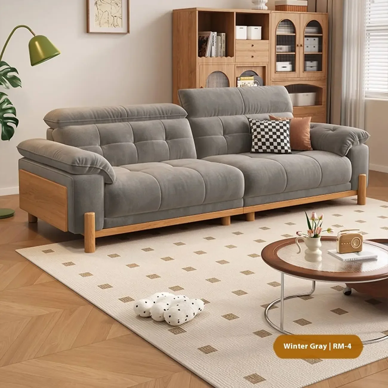 主图-05 Globe Furnishings - Solid Wood Cream-Style Upholstered Sofa
