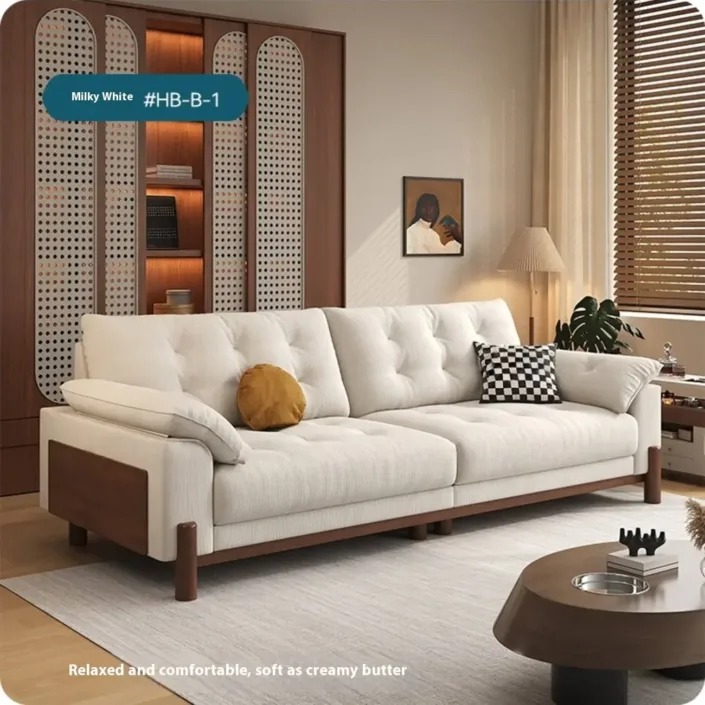 Globe Furnishings - Removable-Cover Solid Wood Cloud-Style Upholstered fabric Sofa