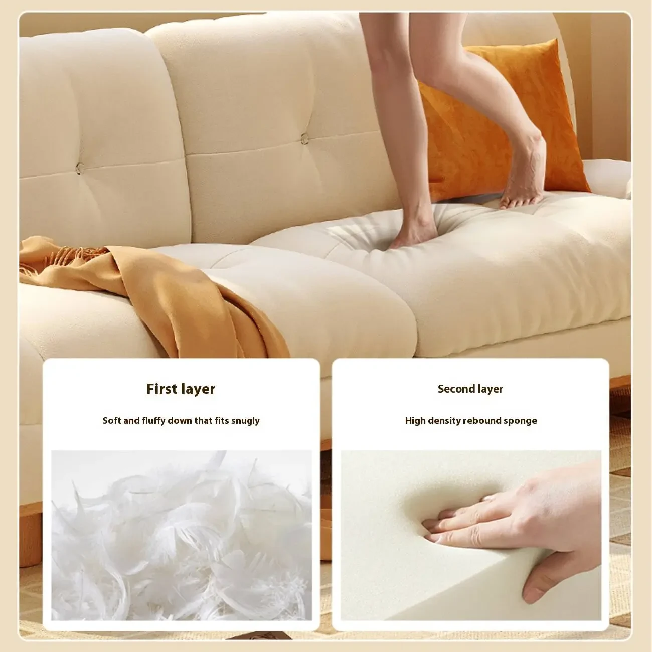 主图-05 Globe Furnishings - Nordic Cream Style Tech Wool Cloud Sofa