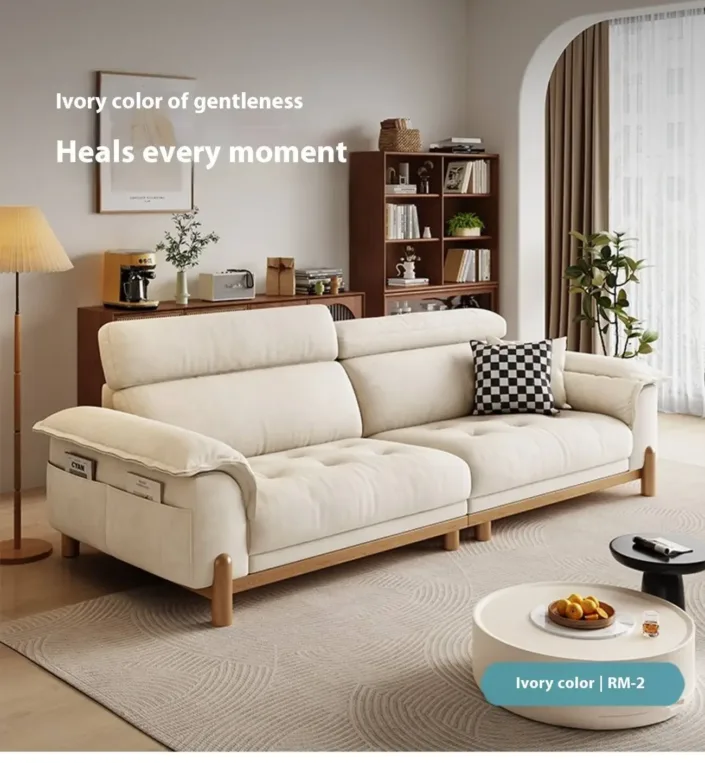 Globe Furnishings - Straight-Line Light Luxury Cream Technology Fabric Sofa Globe Furnishings - Straight-Line Light Luxury Cream Technology Fabric Sofa