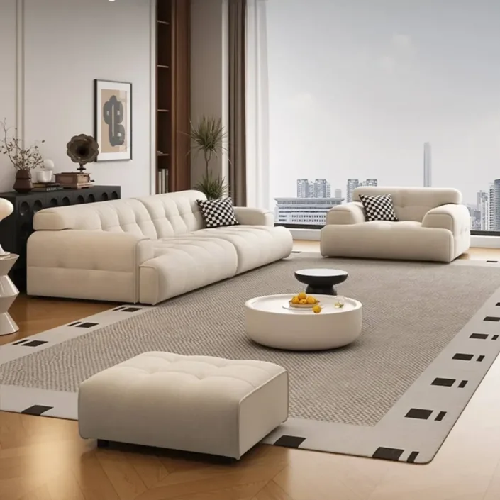 Globe Furnishings - Marshmallow Modern Minimalist Fabric Sofa Globe Furnishings - Marshmallow Modern Minimalist Fabric Sofa