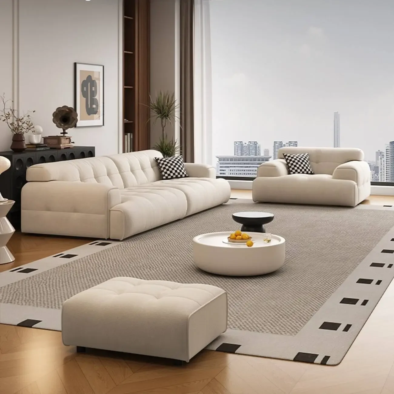 主图-05 Globe Furnishings - Marshmallow Modern Minimalist Fabric Sofa