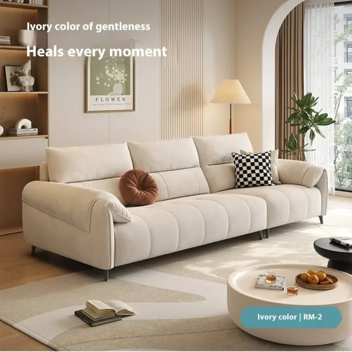 Globe Furnishings - New Cream-Style Light Luxury Linear Fabric Sofa Globe Furnishings - New Cream-Style Light Luxury Linear Fabric Sofa